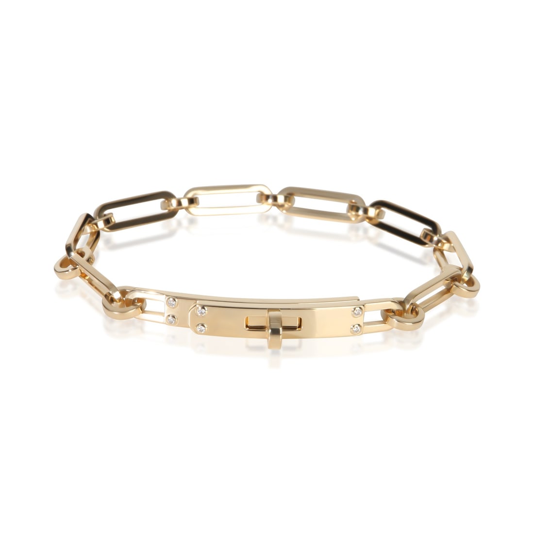 Hermes Small Kelly Chaine 18k Yellow Gold Diamond Bracelet (1 of 5)
