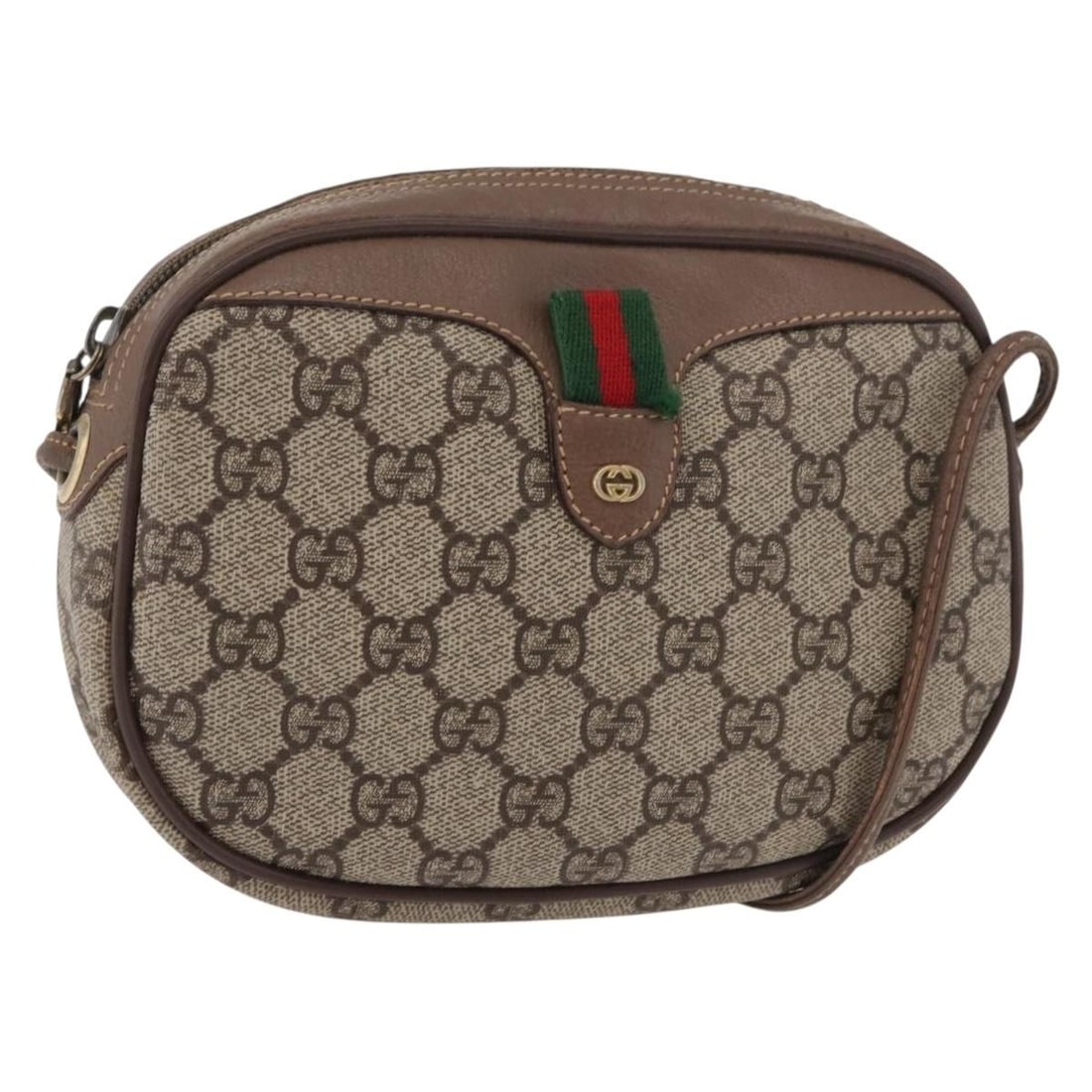 Gucci Sherry Line Shoulder Bag GG Supreme Beige PVC Leather: Gucci Sherry Line Shoulder Bag GG Supreme Beige PVC Leather Gucci GG Supreme Web Sherry Line shoulder bag in beige with gold-tone accents, made from PVC leather and GG canvas. It measures approximatel