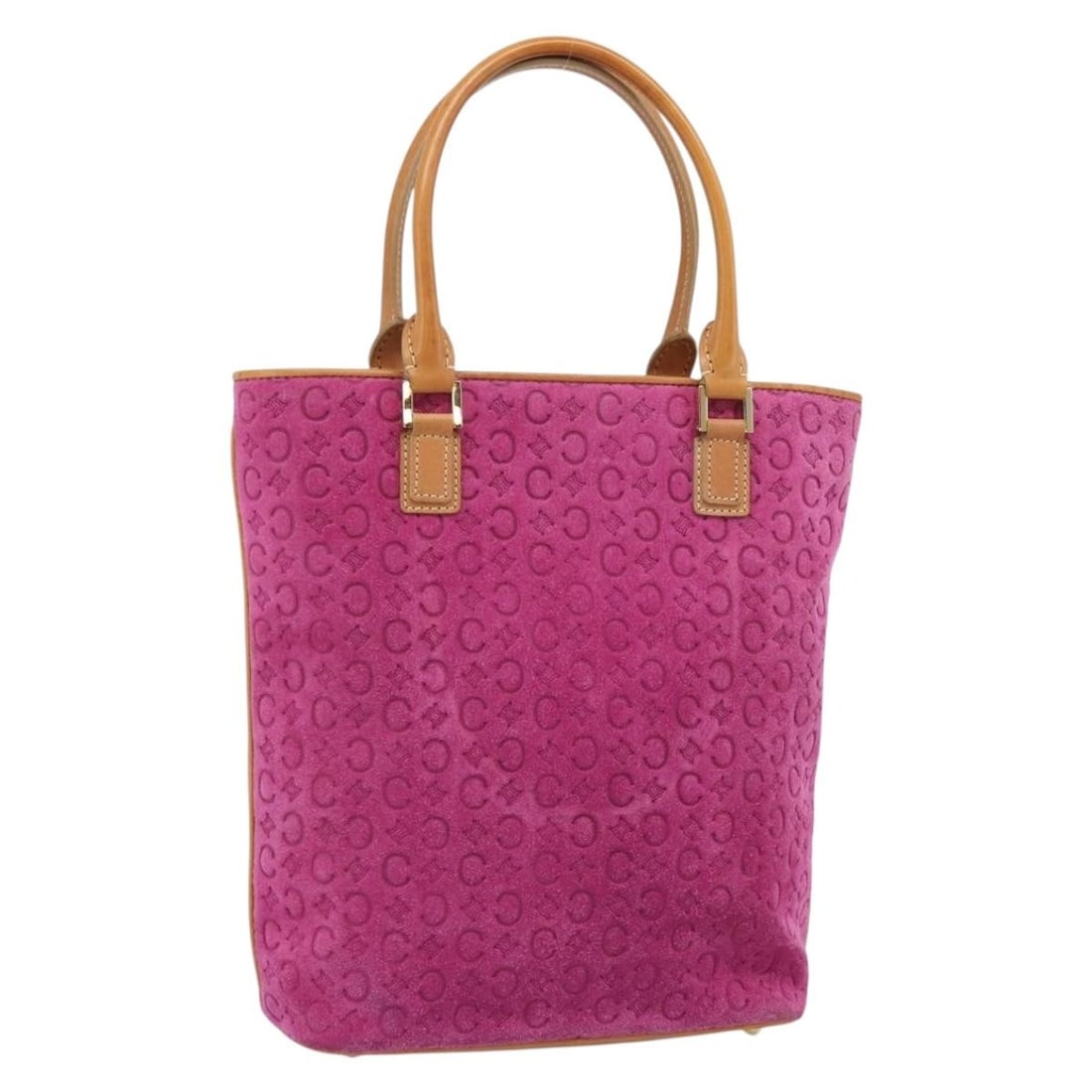 CELINE Macadam Canvas and Suede Tote Handbag Pink Gold: CELINE Macadam Canvas and Suede Tote Handbag Pink Gold Celine C Macadam tote bag in pink and gold suede with Macadam canvas trim. Made in Italy, this women's tote is offered without the original box o