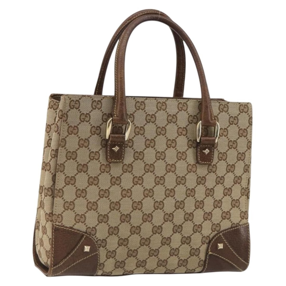 GUCCI 120895 GG Canvas Hand Bag Beige Gold (1 of 18)