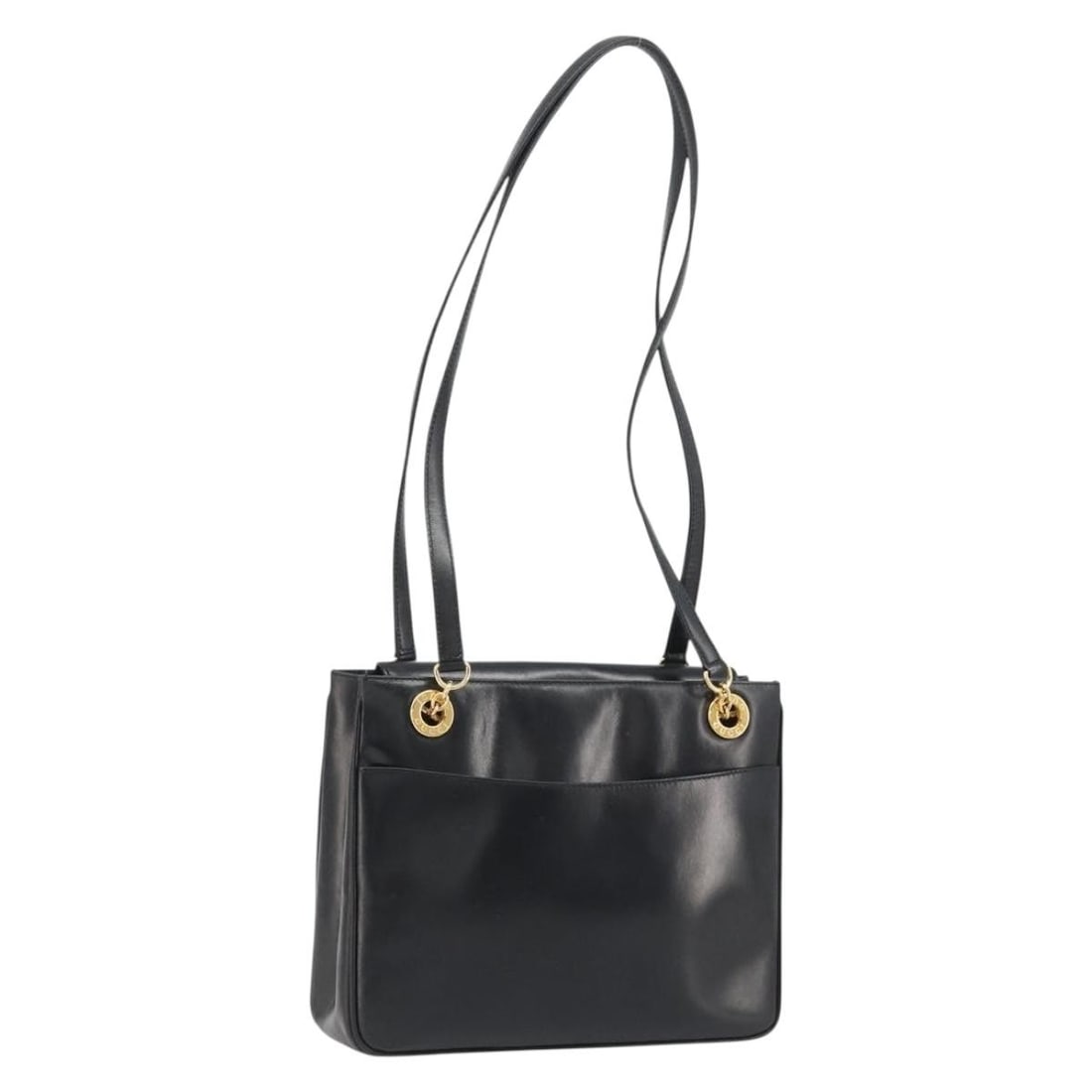 Gucci 001 46 1641 Black Leather Shoulder Bag Gold Hardware Italy: Gucci 001 46 1641 Black Leather Shoulder Bag Gold Hardware Italy This GUCCI shoulder bag features a black and gold leather exterior with a classic design. Crafted in Italy, the bag includes a shoulder