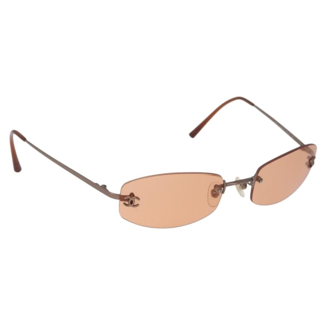 CHANEL 4002 Metal Sunglasses Orange Italy: CHANEL 4002 Metal Sunglasses Orange Italy Orange CHANEL sunglasses made of metal, made in Italy. The item is listed in heavily used condition with visible surface rubbing and scratches. No item box or