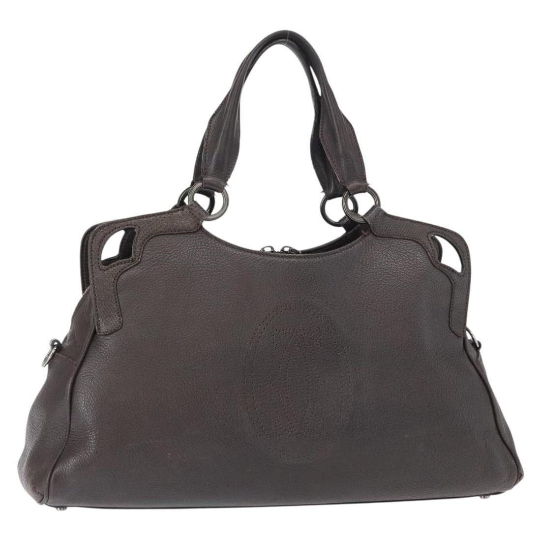 Cartier Black Leather Handbag Made in France: Cartier Black Leather Handbag Made in France Black leather hand bag made in France. The item is described as heavily used and shows visible wear, including loss of shape, rubbing, stains, deformation,