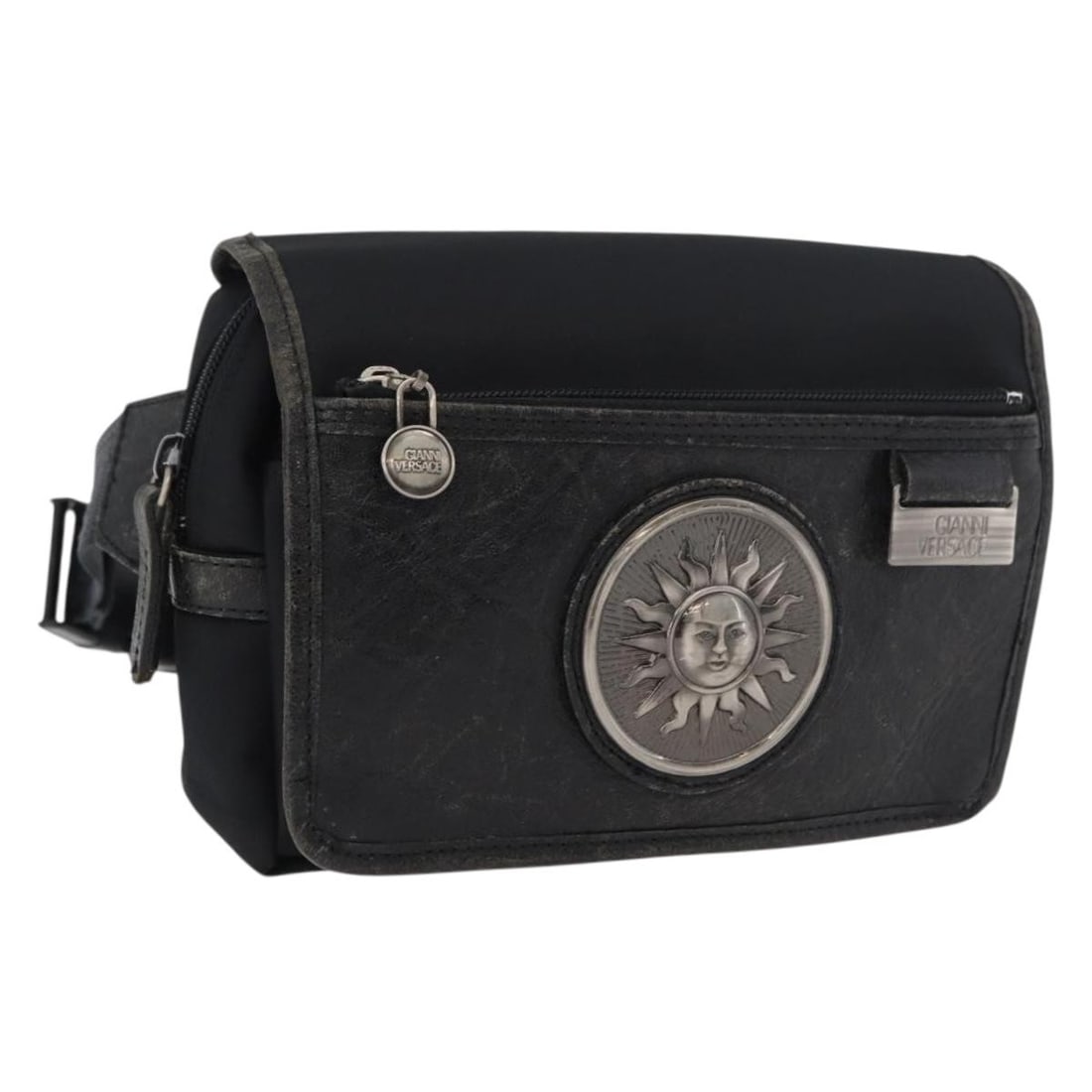 Gianni Versace Nylon Waist Bag Black Silver Tone (1 of 18)