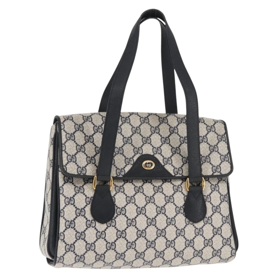 GUCCI GG Supreme Navy Hand Bag PVC Leather Authentic BA6754: GUCCI GG Supreme Navy Hand Bag PVC Leather Authentic BA6754 This authentic GUCCI GG Supreme Hand Bag is crafted from durable PVC leather in a classic navy color. It showcases a stylish design suitable