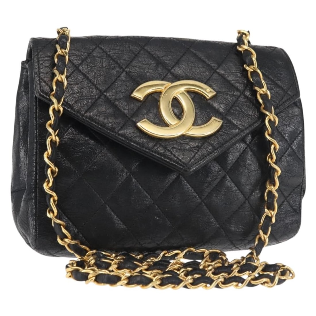CHANEL CC Chain Shoulder Bag Black Leather Gold Tone 19cm (1 of 18)