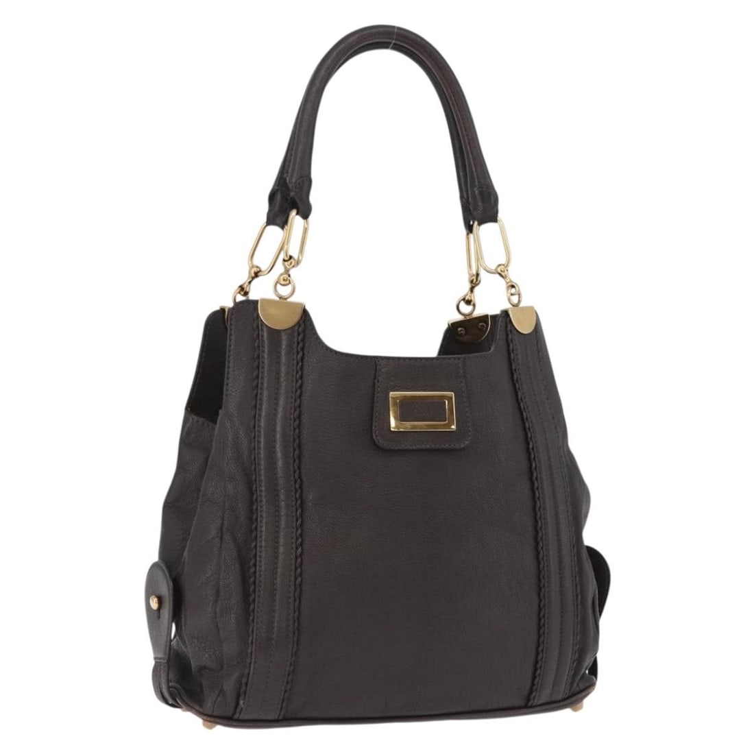 Chloe Irene Brown Leather Shoulder Bag Gold Tone Hardware: Chloe Irene Brown Leather Shoulder Bag Gold Tone Hardware A Chloe leather shoulder bag in brown with gold-tone accents. Made in Romania, it features a shoulder bag style and comes as the item shown in