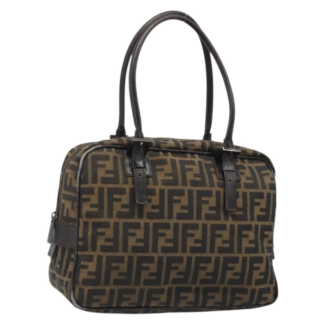 FENDI Zucca Canvas Hand Bag in Black Brown (1 of 18)