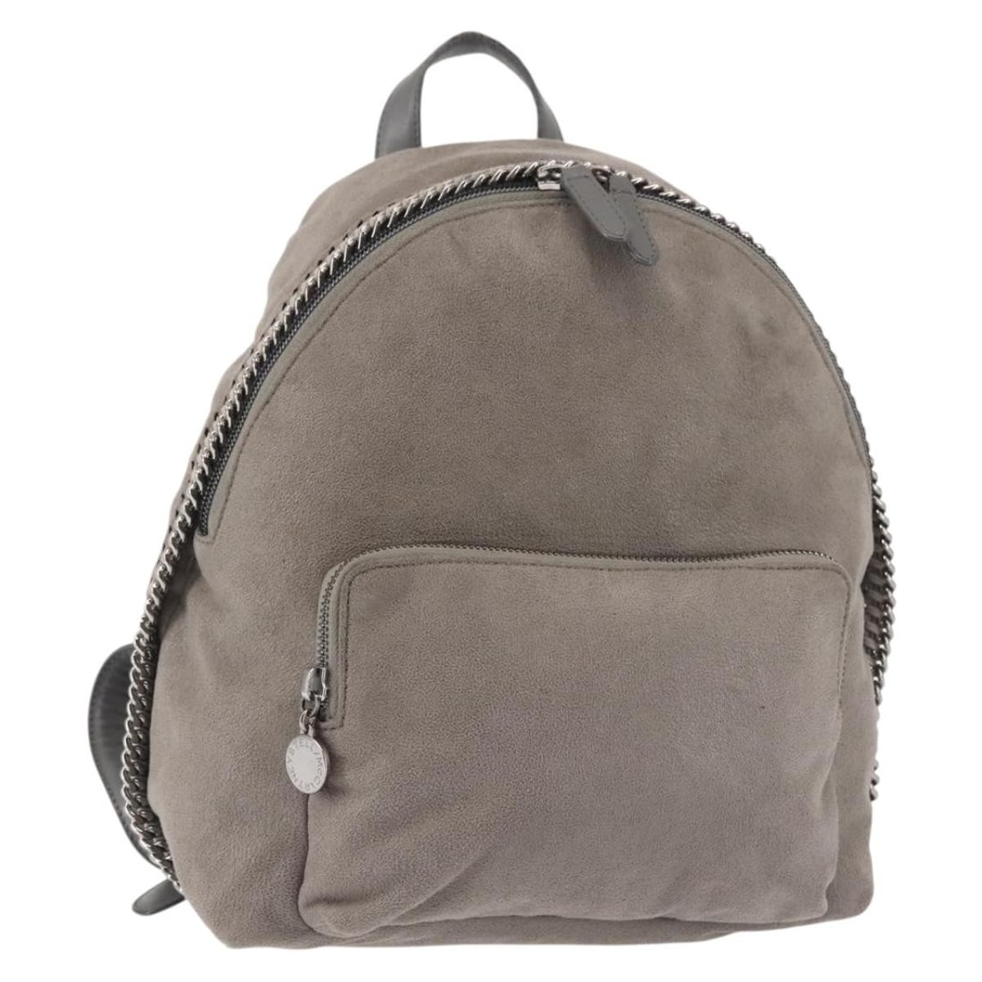 Stella McCartney Falabella Suede Chain Backpack Gray Silver Auth 410905: Stella McCartney Falabella Suede Chain Backpack Gray Silver Auth 410905 Elevate your style with this Stella MacCartney Falabella Chain Backpack. Crafted in Italy from luxurious suede, this backpack fe