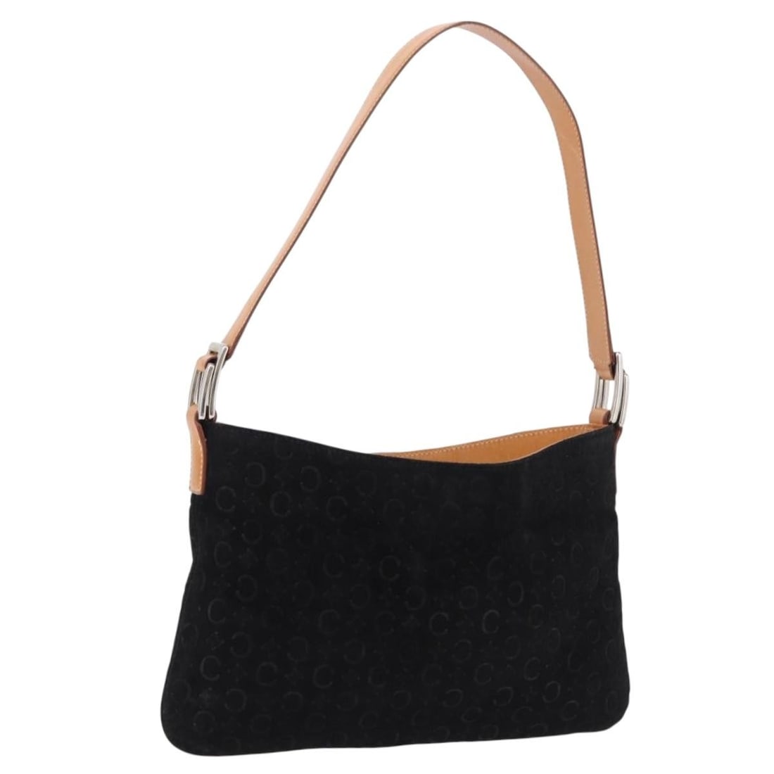 Celine C Macadam Suede Canvas Handbag Black Silver Italy: Celine C Macadam Suede Canvas Handbag Black Silver Italy A CELINE C Macadam canvas handbag in black and silver, crafted from suede and C Macadam canvas. Made in Italy, this handbag measures approximat