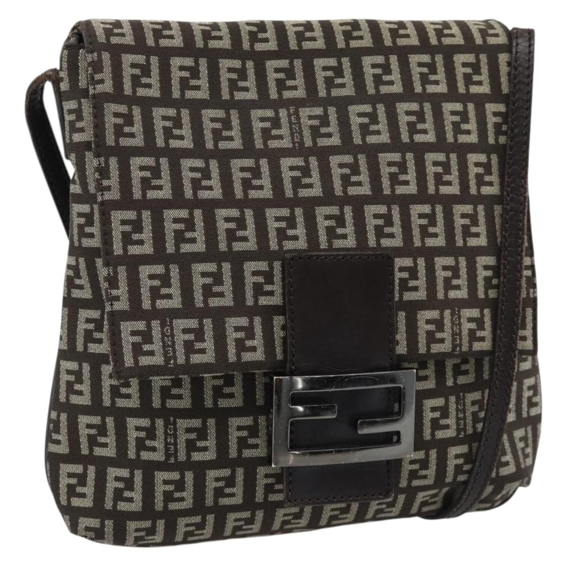 Fendi shoulder bag in brown silver Zucchino canvas made in Italy: Fendi shoulder bag in brown silver Zucchino canvas made in Italy Fendi Zucchino Canvas shoulder bag in brown and silver, made in Italy. This women's bag features exterior Zucchino canvas and comes wit