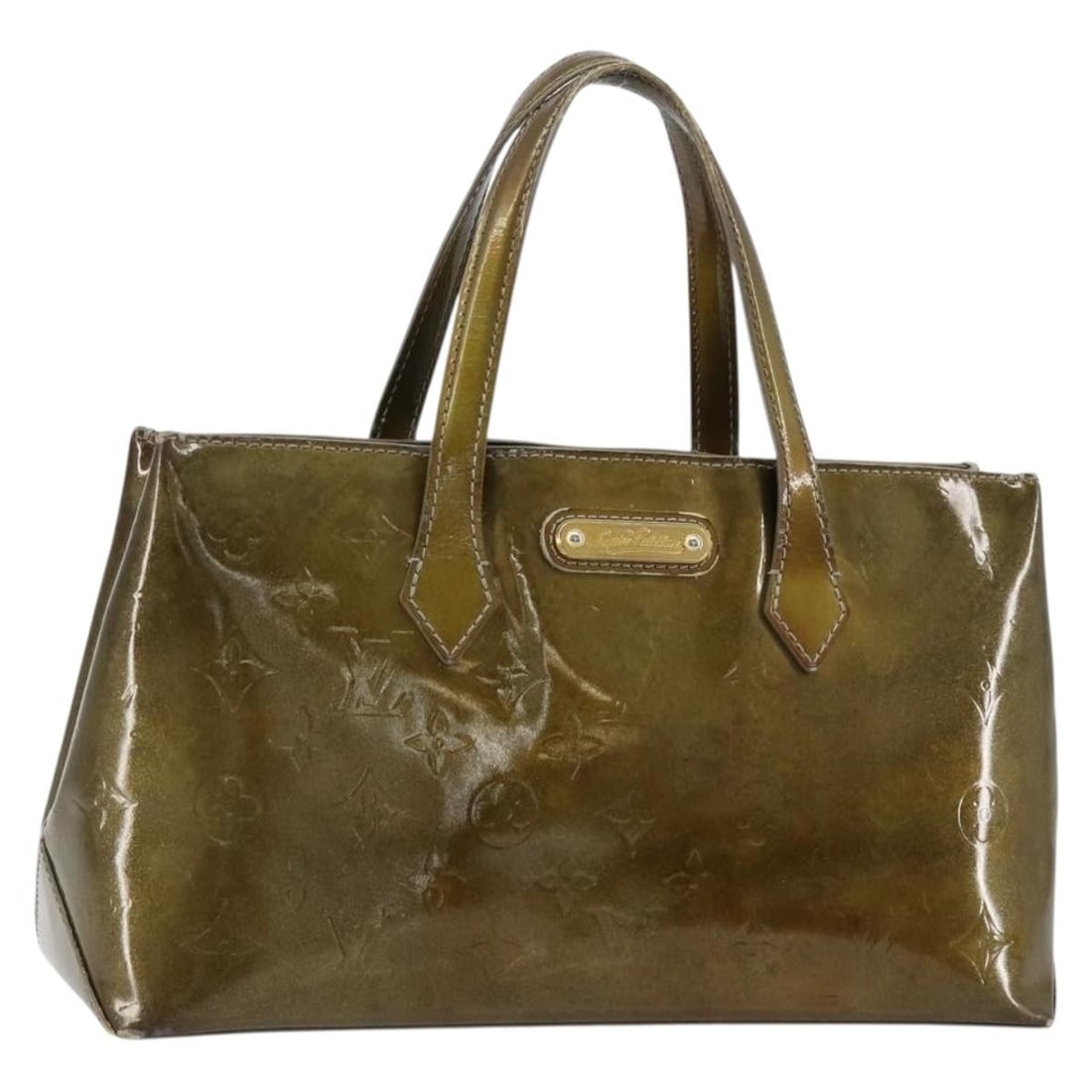 Louis Vuitton Wilshire PM Monogram Vernis Patent Leather Handbag M91627: Louis Vuitton Wilshire PM Monogram Vernis Patent Leather Handbag M91627 Louis Vuitton Wilshire PM handbag in Gris Art Deco Monogram Vernis patent leather. This women's handbag was made in France and i