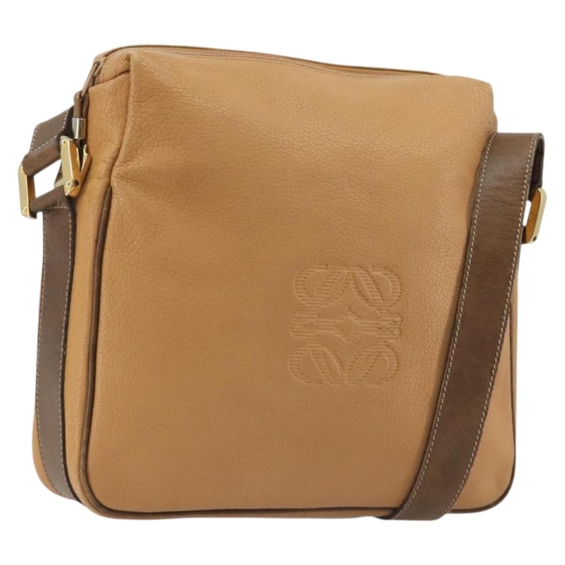 LOEWE Anagram Leather Shoulder Bag Beige Gold Tone (1 of 18)
