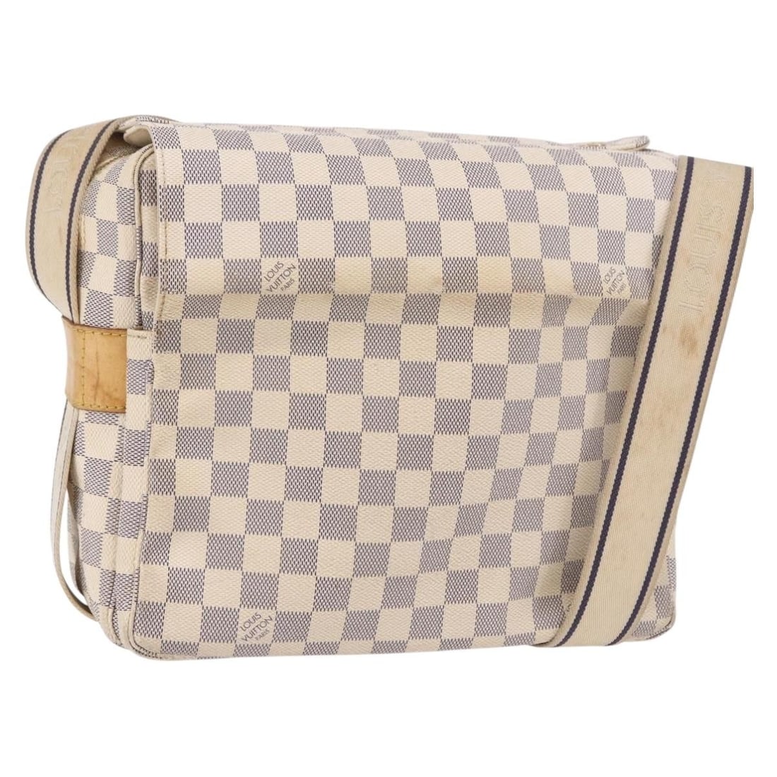Louis Vuitton N51189 Naviglio Damier Azur Canvas Shoulder Bag: Louis Vuitton N51189 Naviglio Damier Azur Canvas Shoulder Bag Louis Vuitton Damier Azur Naviglio shoulder bag made in France from Damier Azur canvas. It measures approximately 28 cm wide, 25.5 cm high