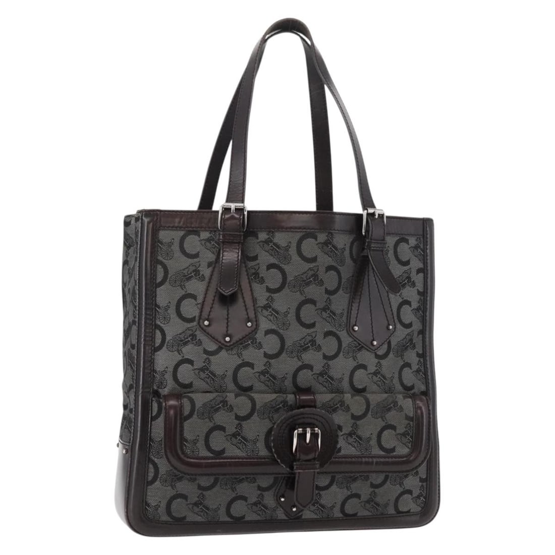 Celine C Sulky Gray Canvas Tote Bag Silver Tone Italy: Celine C Sulky Gray Canvas Tote Bag Silver Tone Italy CELINE C Sulky Tote Bag in gray and silver canvas, made in Italy. This tote bag features a structured size with a 22 cm handle drop and is offered