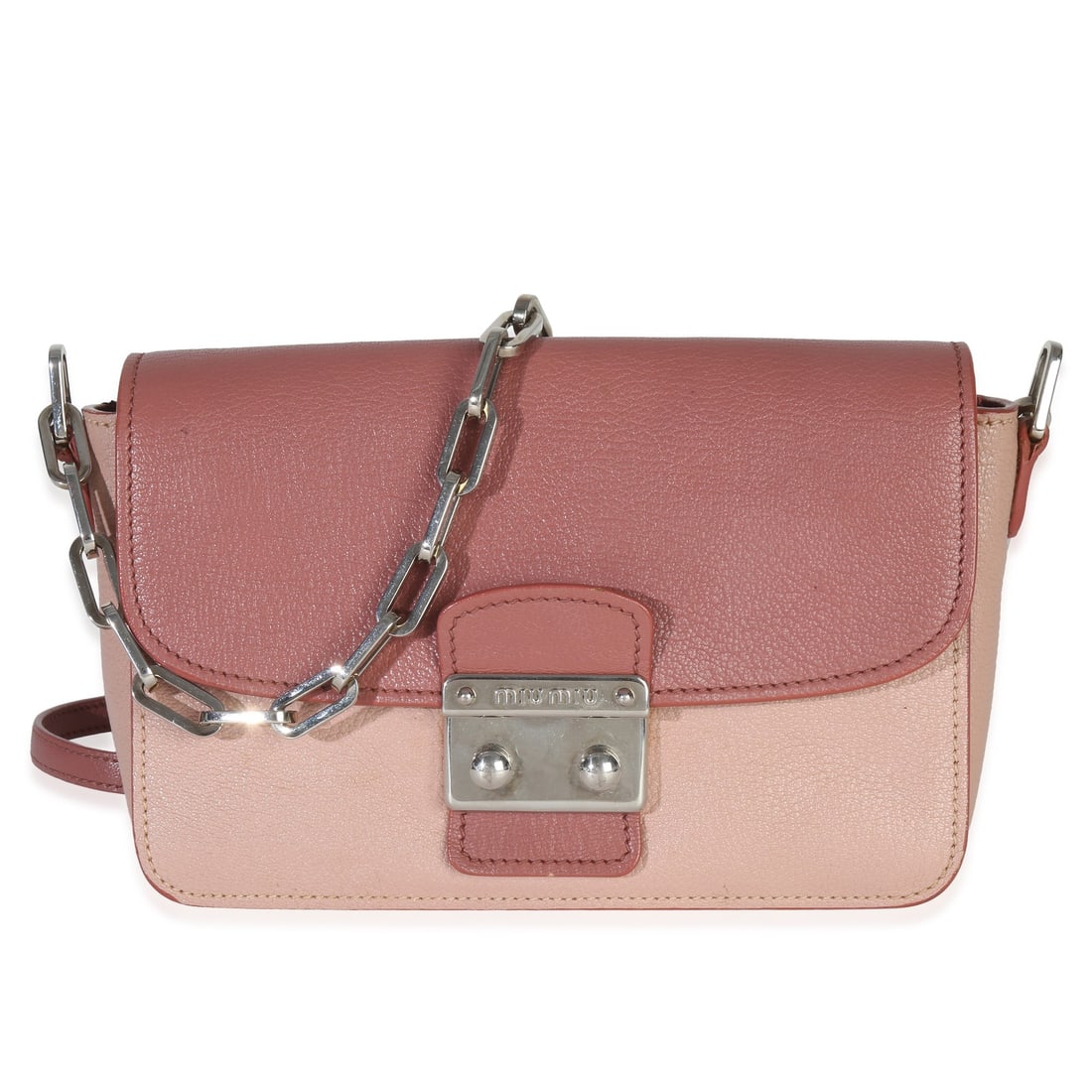 Miu Miu Goatskin Madras Pink Chain Crossbody Shoulder Bag (1 of 9)