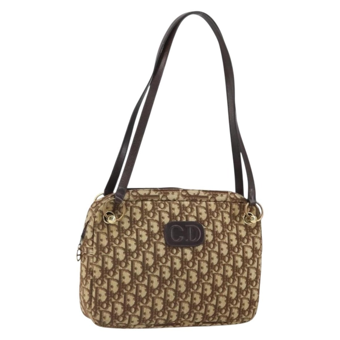 Christian Dior Romantic Shoulder Bag Brown Gold Trotter Canvas: Christian Dior Romantic Shoulder Bag Brown Gold Trotter Canvas Christian Dior Romantic shoulder bag in brown and gold Trotter canvas. This women's bag was made in France and includes only the item sho