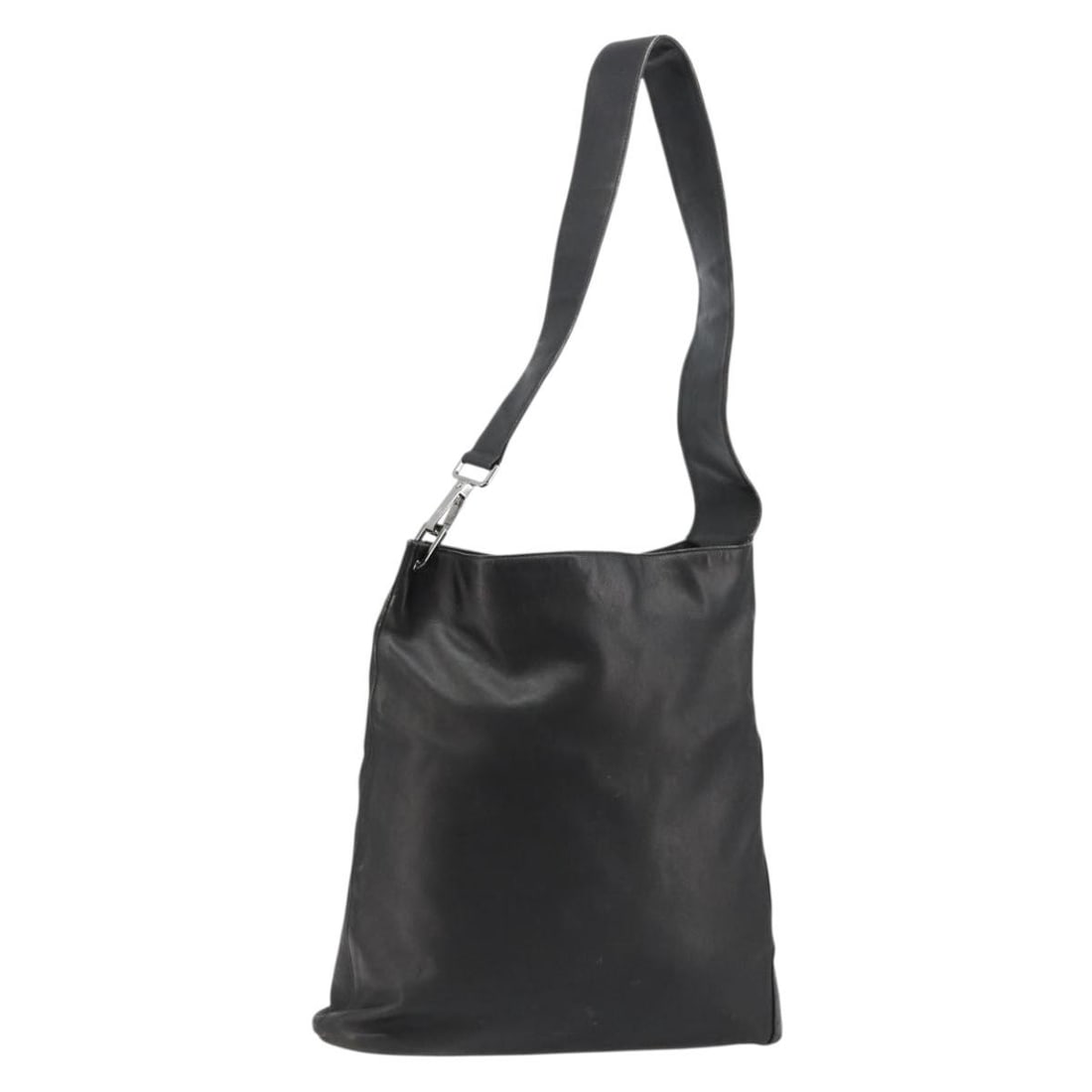 Gucci 90647 Black Leather Shoulder Bag Silver Tone: Gucci 90647 Black Leather Shoulder Bag Silver Tone This Gucci shoulder bag is crafted from leather in black and silver and was made in Italy. It features a shoulder strap with an approximate 14.6 inch