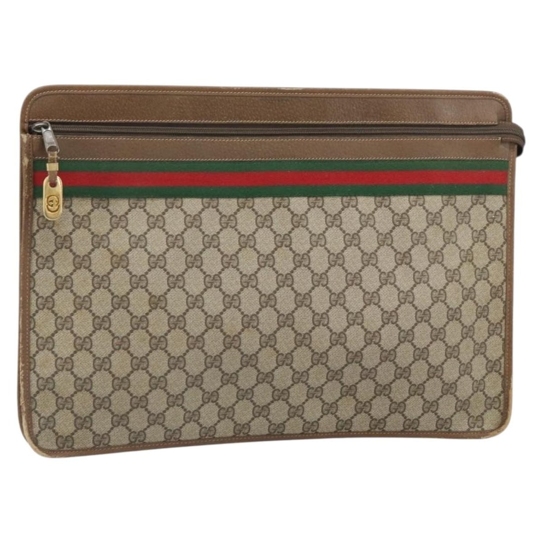 Gucci Sherry Line GG Supreme PVC Clutch Bag Beige Red 017 37 4125: Gucci Sherry Line GG Supreme PVC Clutch Bag Beige Red 017 37 4125 Gucci GG Supreme Web Sherry Line clutch bag in beige/red, made from PVC leather and GG canvas. Made in Italy, this clutch bag is ident