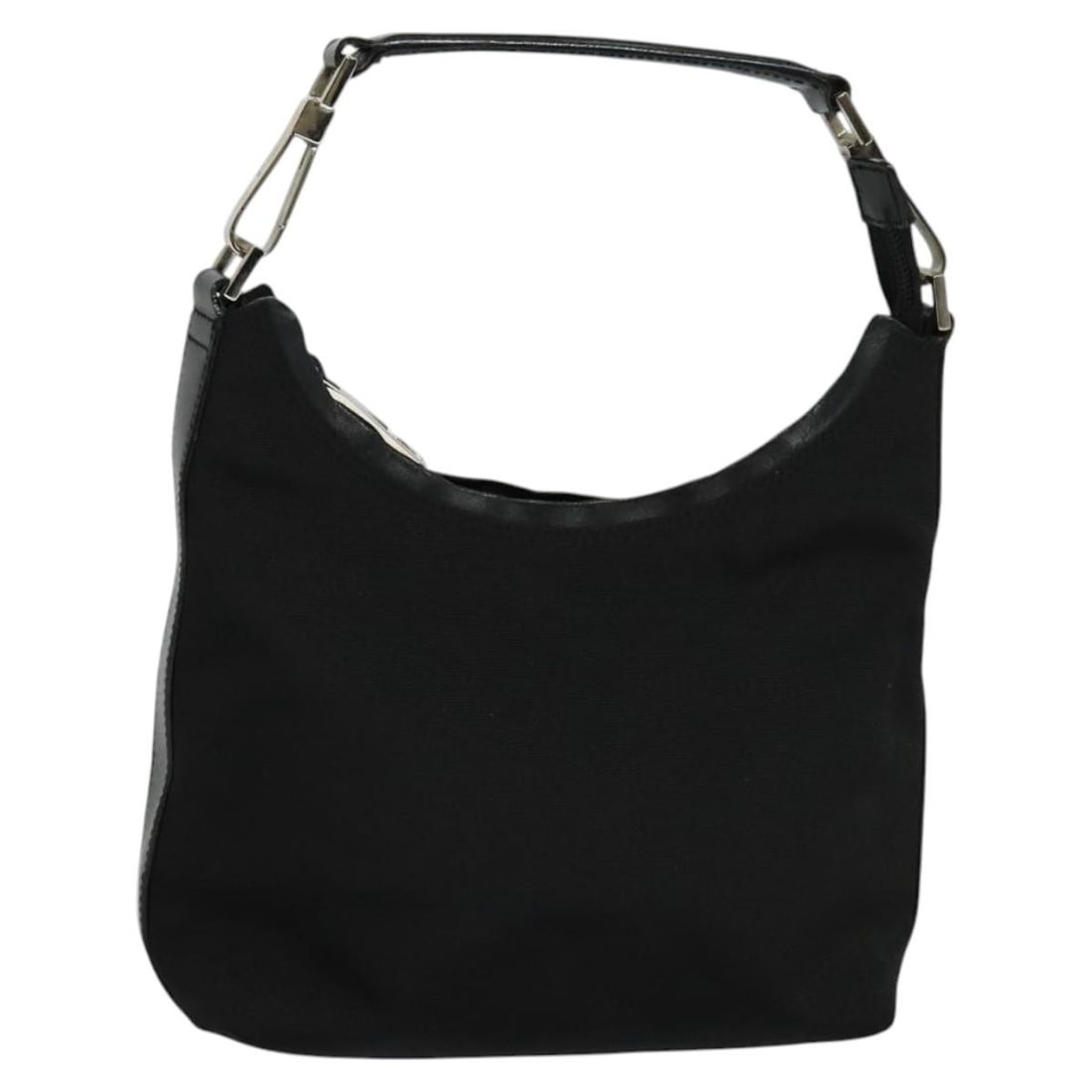 Gucci 000 0601 Black Nylon Hand Bag Silver Tone: Gucci 000 0601 Black Nylon Hand Bag Silver Tone Gucci women's handbag in black nylon with silver-tone accents. Made in Italy, this compact handbag is from product line 000 0601. It is a heavily used i