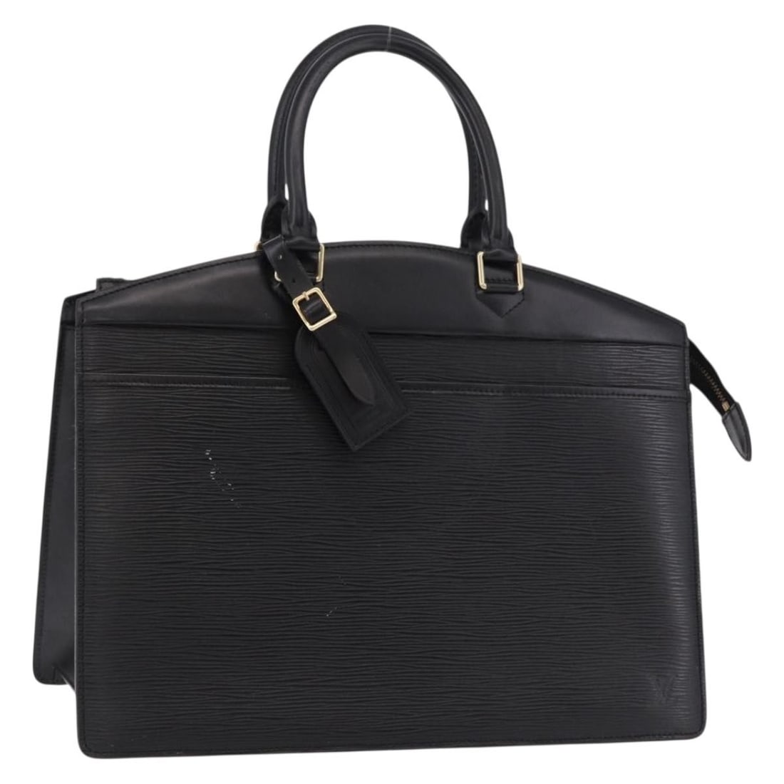 Louis Vuitton Riviera M48182 black Epi leather handbag: Louis Vuitton Riviera M48182 black Epi leather handbag A Louis Vuitton Epi Riviera hand bag in black Epi leather, made in France. This women's handbag comes with a name tag accessory and features the 
