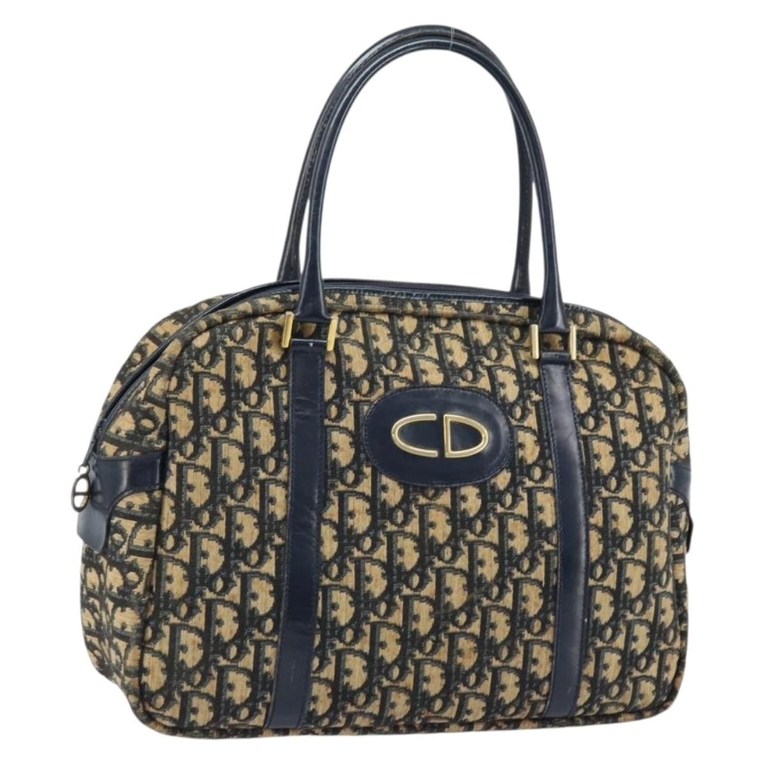 Christian Dior Trotter Canvas Handbag Navy Gold France: Christian Dior Trotter Canvas Handbag Navy Gold France Christian Dior hand bag in navy and gold Trotter canvas, made in France. This women's bag is offered without the original box or dust bag; only t