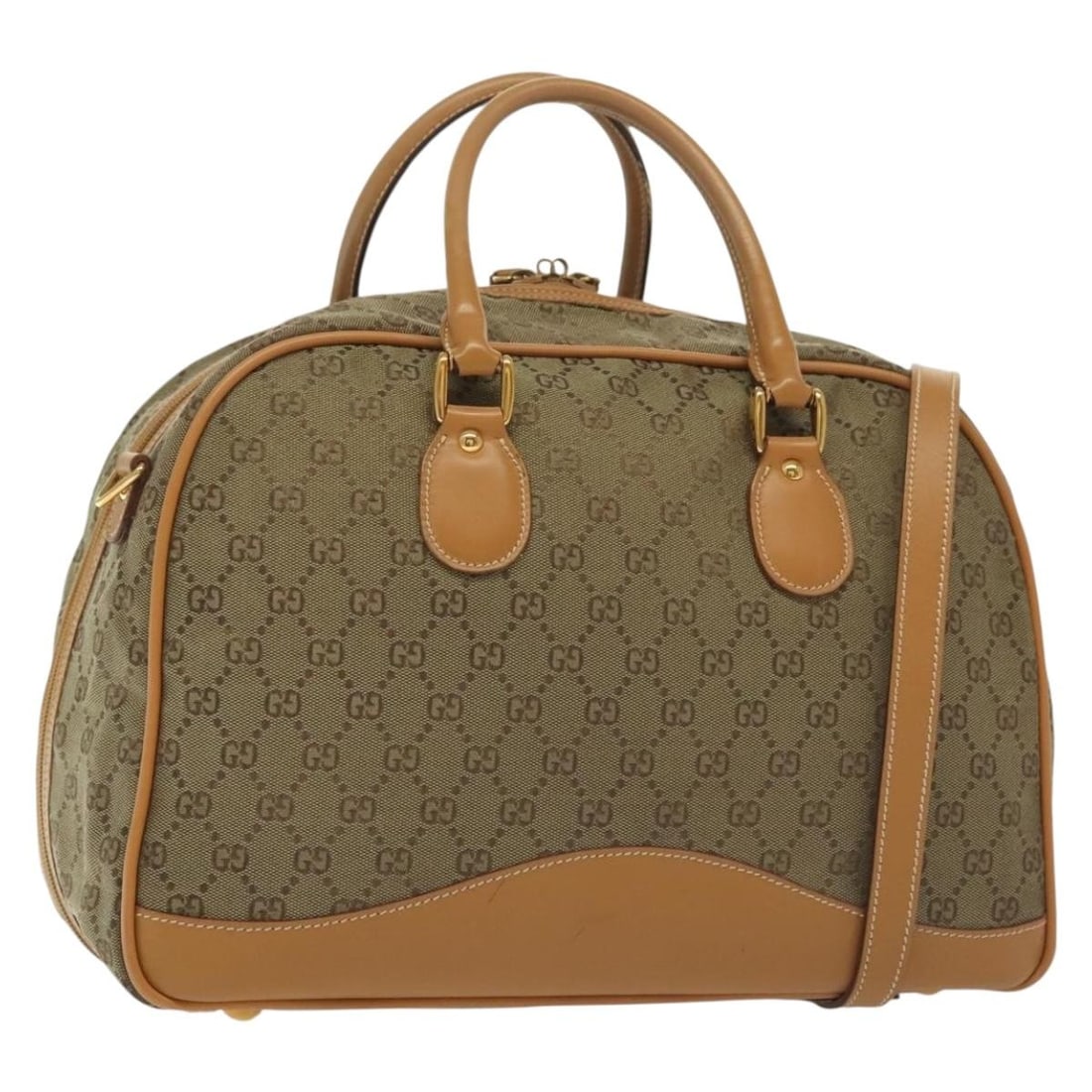 GUCCI GG Canvas Boston Bag Gold Beige 013 123 3659 Authentic: GUCCI GG Canvas Boston Bag Gold Beige 013 123 3659 Authentic This authentic GUCCI GG Canvas Boston Bag is a stylish and functional accessory, designed for versatile use. Crafted in Italy, it features 