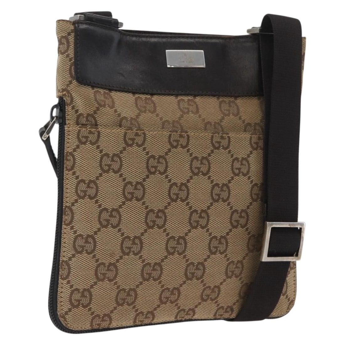 GUCCI 019 0349 GG Canvas Shoulder Bag Beige Silver: GUCCI 019 0349 GG Canvas Shoulder Bag Beige Silver This Gucci shoulder bag is crafted in GG canvas with a beige and silver colorway. It is a women's bag made in Italy and features an approximate size 