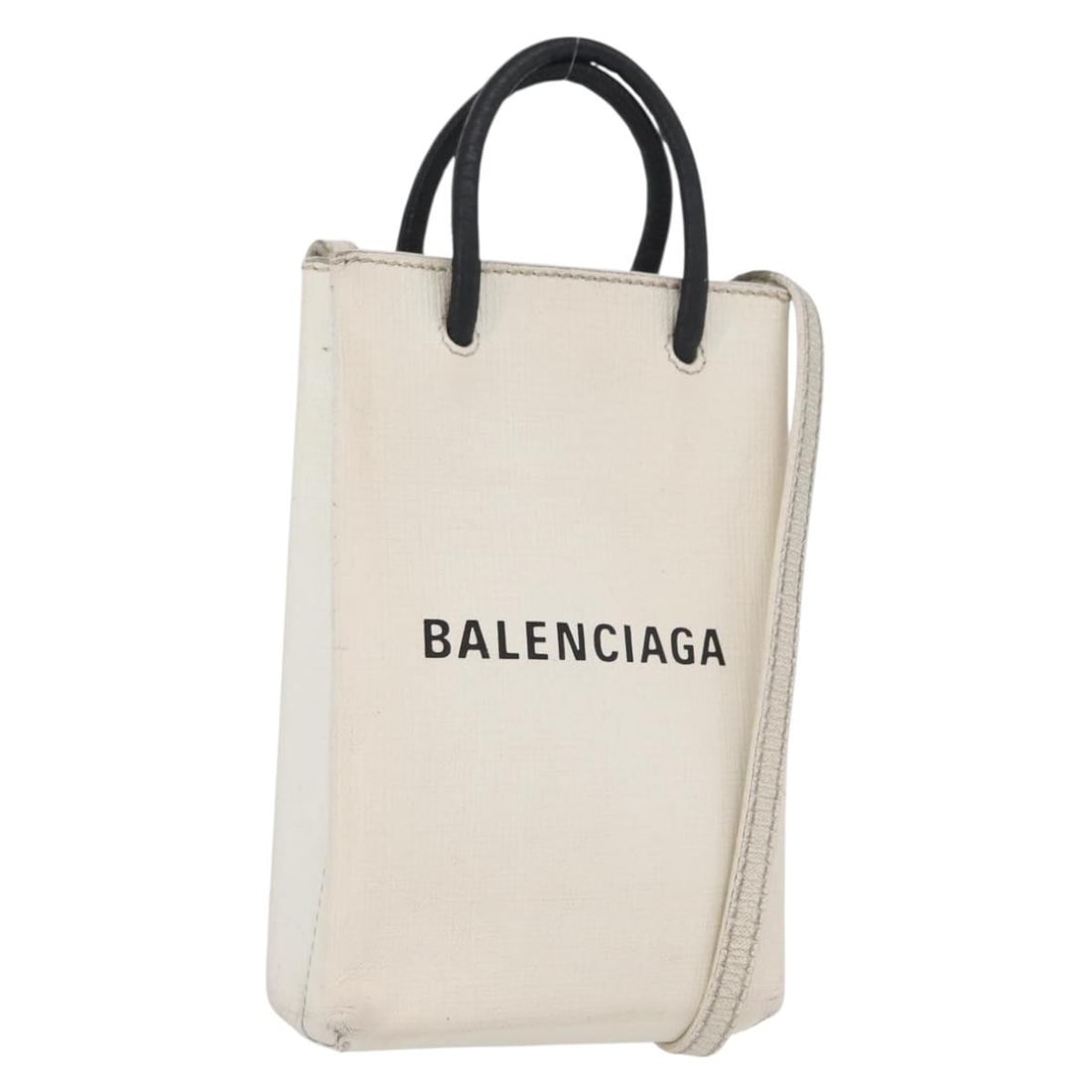 Balenciaga White Leather Shopping Phone Holder Shoulder Bag for Women (1 of 18)