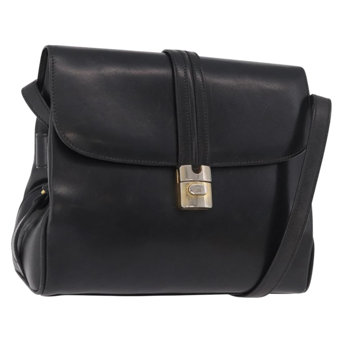 Gucci 184456 Navy Leather Shoulder Bag with Dust Bag: Gucci 184456 Navy Leather Shoulder Bag with Dust Bag A Gucci shoulder bag crafted in leather with a navy and gold color combination. Made in Italy, this women's bag comes with a dust bag and features 