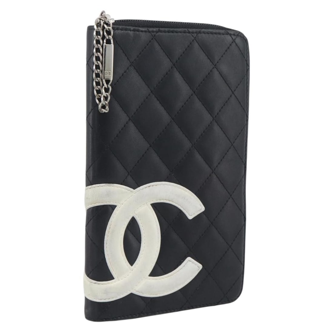 CHANEL Cambon Line Matelasse Leather Long Wallet Black Silver CC: CHANEL Cambon Line Matelasse Leather Long Wallet Black Silver CC CHANEL long wallet in black leather with silver-tone accents, from the Cambon Line Matelasse style. Made in Italy, this women's wallet 