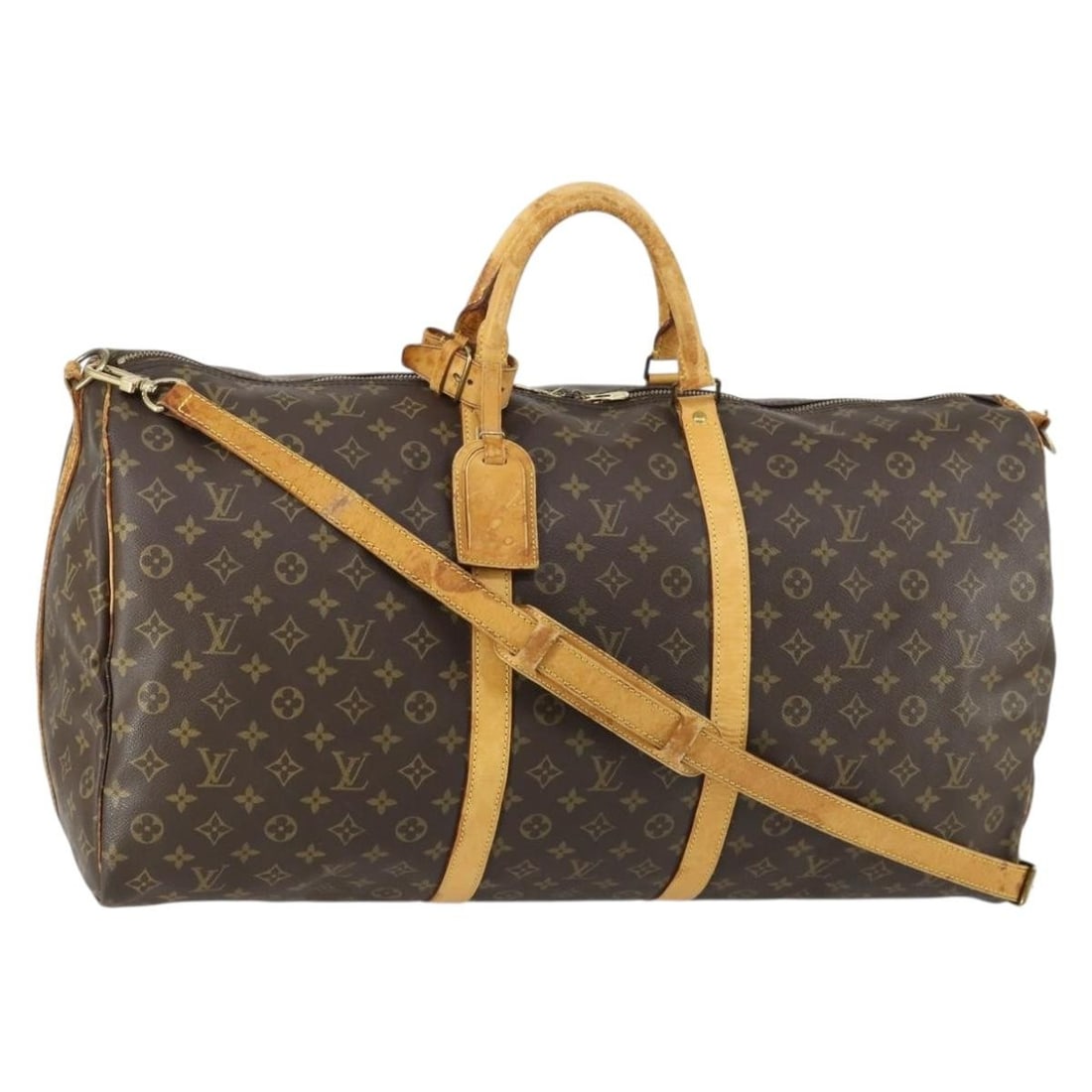 Louis Vuitton Keepall Bandouliere 60 Monogram Canvas Boston Bag M41412 with Strap: Louis Vuitton Keepall Bandouliere 60 Monogram Canvas Boston Bag M41412 with Strap This Louis Vuitton Monogram Keepall Bandouliere 60 Boston Bag is crafted from signature monogram canvas and features a