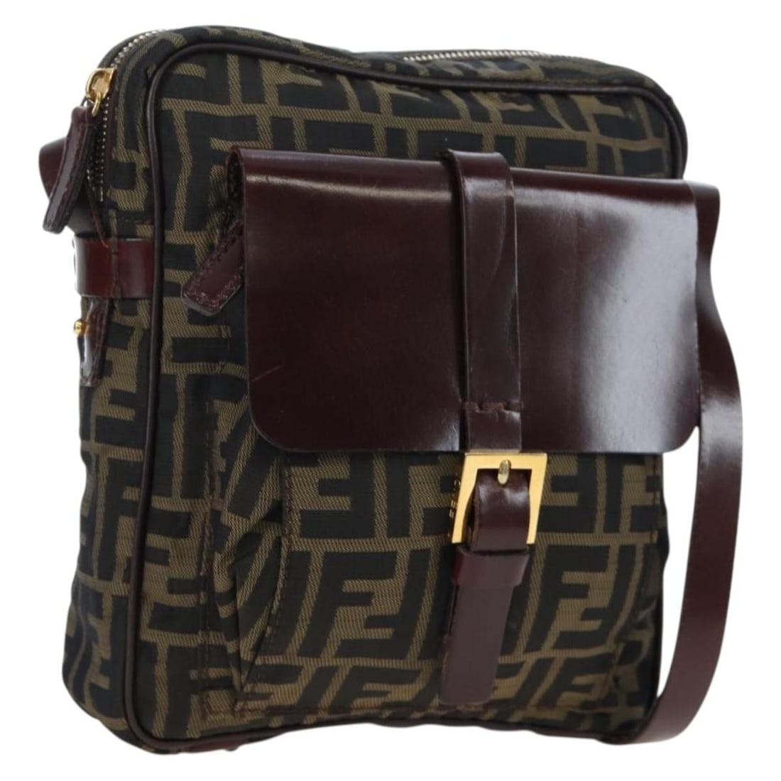 FENDI Zucca Canvas Shoulder Bag Brown Black Made in Italy: FENDI Zucca Canvas Shoulder Bag Brown Black Made in Italy Fendi shoulder bag in Zucca canvas with a brown and black exterior. Made in Italy, this women's bag measures approximately 20 cm W x 23 cm H x