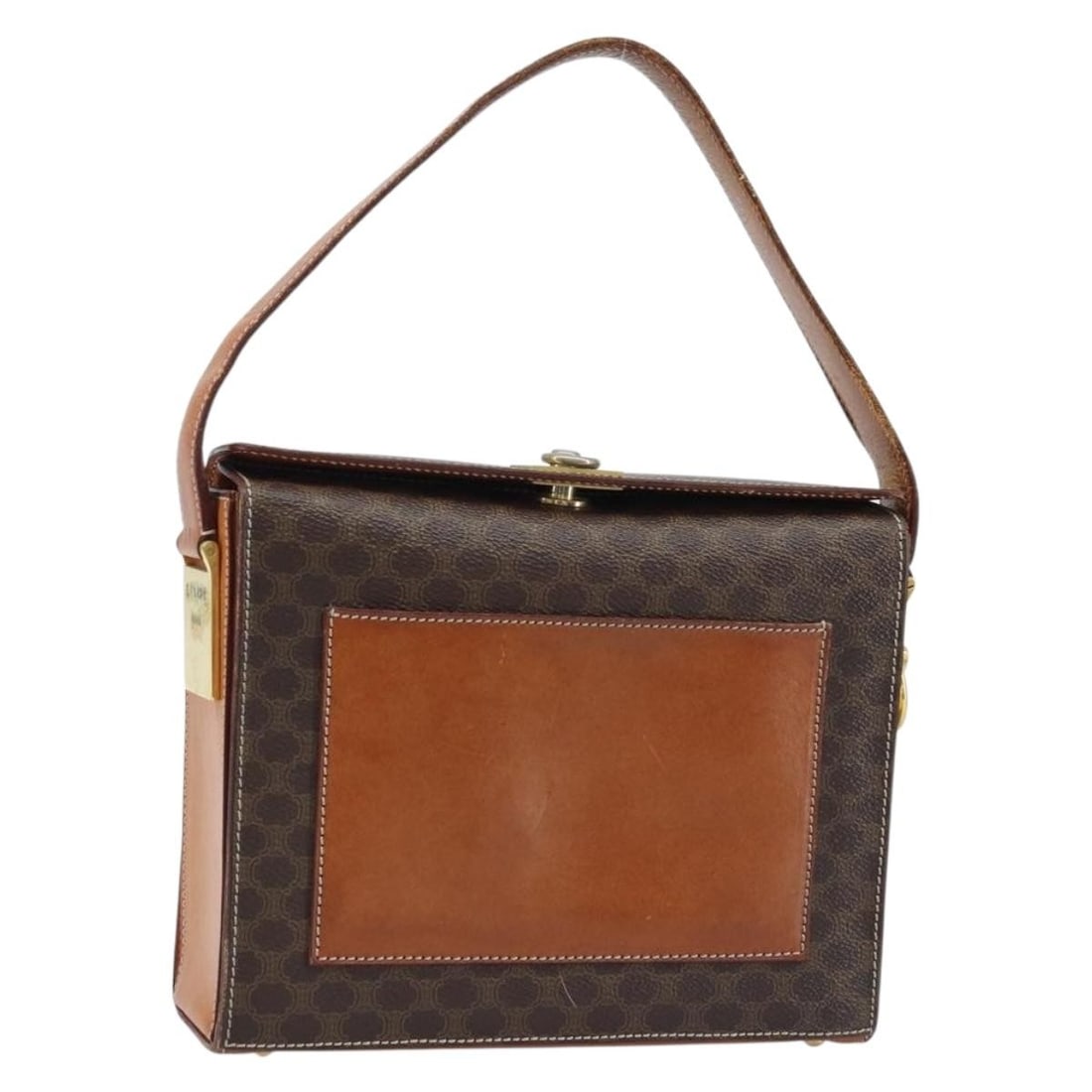 Celine Macadam Brown PVC Leather Shoulder Purse Gold Accents Italy: Celine Macadam Brown PVC Leather Shoulder Purse Gold Accents Italy This CELINE Macadam Canvas shoulder bag features brown and gold PVC leather with the iconic Macadam pattern. It is designed for women