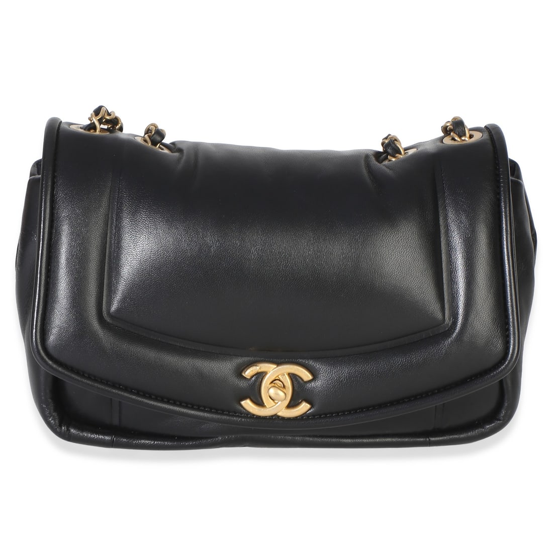 Chanel Flap Bag black lambskin shoulder handbag with dustbag and authenticity card: Chanel Flap Bag black lambskin shoulder handbag with dustbag and authenticity card This Chanel Black Lambskin Medium Simply Flap Bag features a classic shoulder bag design crafted from luxurious black