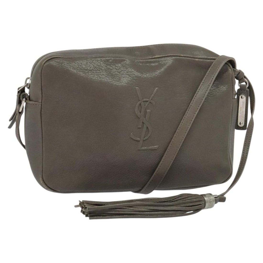 Saint Laurent Gray Leather Camera Shoulder Bag Silver Hardware: Saint Laurent Gray Leather Camera Shoulder Bag Silver Hardware This SAINT LAURENT shoulder camera bag features a gray and silver leather exterior and is designed for women. The bag is made in Italy an