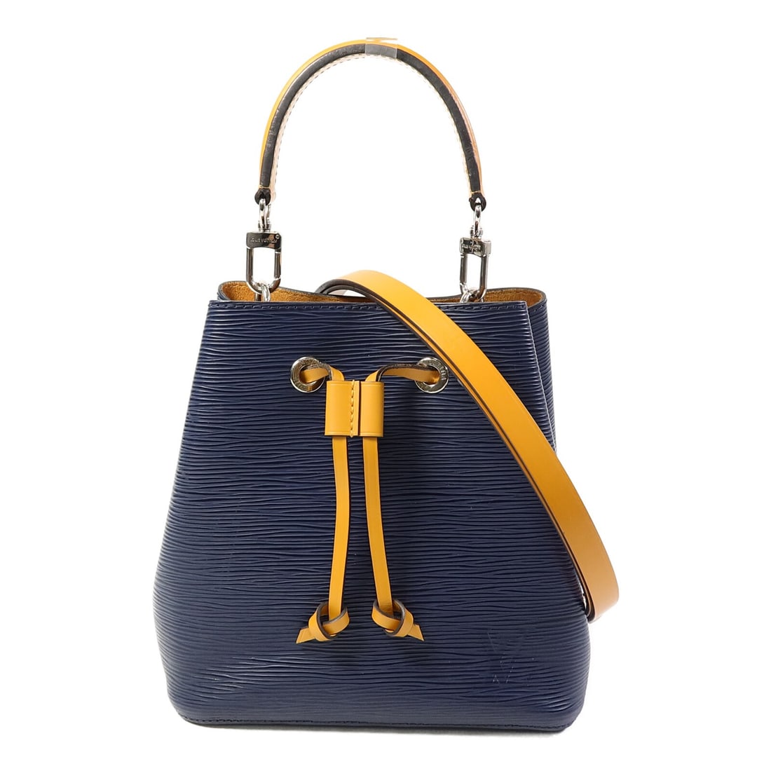 Louis Vuitton Neo Noe BB Epi Calfskin 2way Bag M53610 Navy Yellow: Louis Vuitton Neo Noe BB Epi Calfskin 2way Bag M53610 Navy Yellow Louis Vuitton Neo Noe BB 2way shoulder bag, model M53610, in Epi leather and calfskin (cowhide) with a Navy, Yellow, Indigo, and Saffr