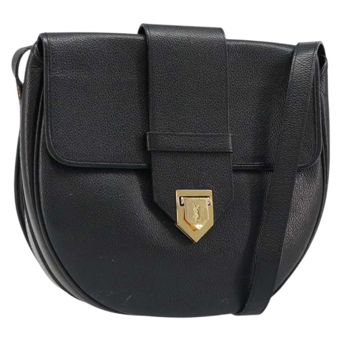 Leather Shoulder Bag by Saint Laurent in Gold and Black: Leather Shoulder Bag by Saint Laurent in Gold and Black A Saint Laurent leather shoulder bag in gold and black. The bag measures approximately 26 cm W x 24 cm H x 8 cm D, with a shoulder drop of about