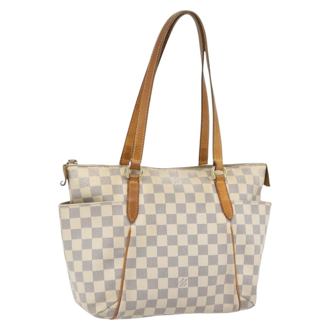 Louis Vuitton Totally PM Damier Azur Canvas Tote N41280: Louis Vuitton Totally PM Damier Azur Canvas Tote N41280 A Louis Vuitton Damier Azur Totally PM tote bag in Damier Azur canvas, made in France. The bag has a shoulder drop of approximately 23 cm and is