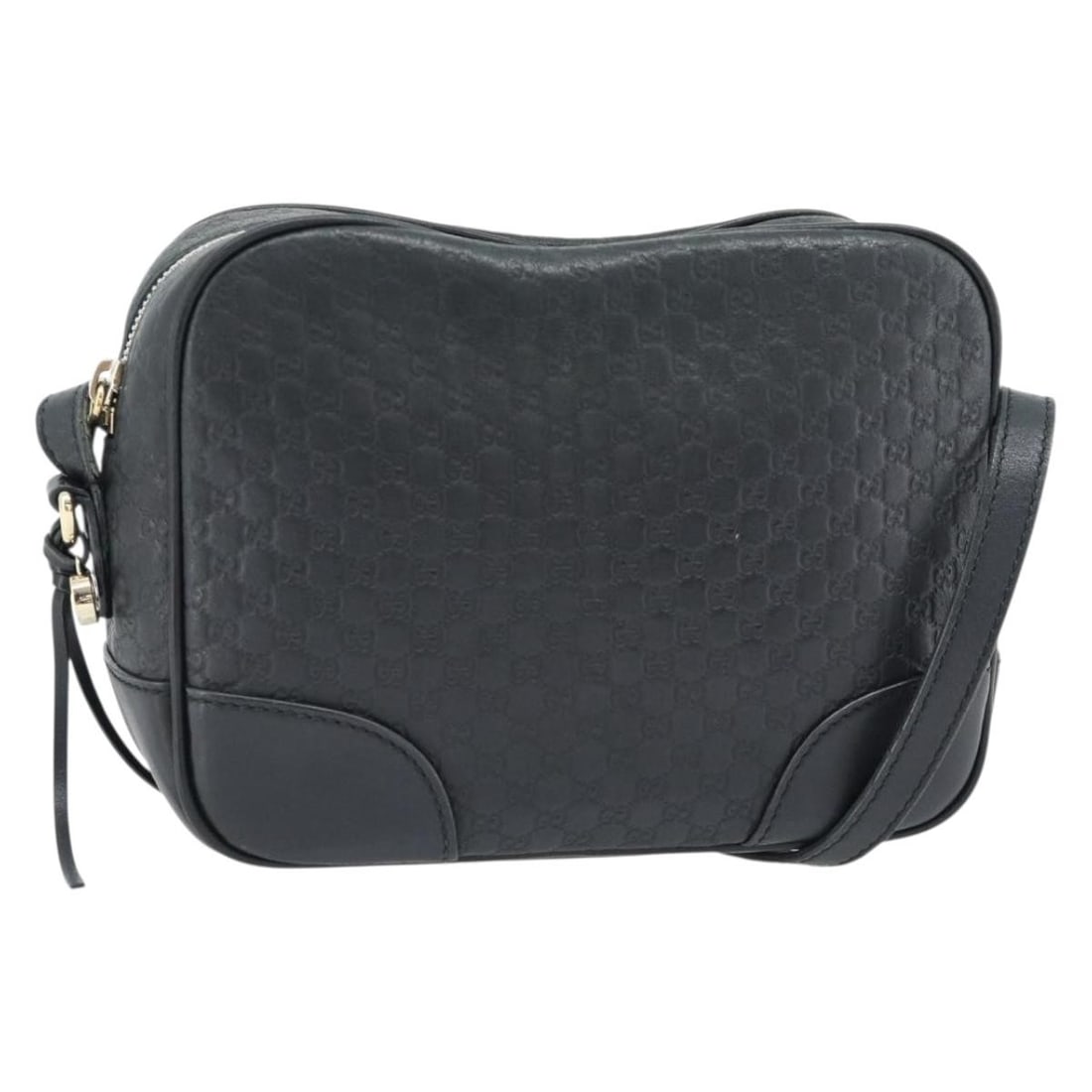 Gucci 449413 Guccissima Micro GG Canvas Shoulder Bag Black Gold: Gucci 449413 Guccissima Micro GG Canvas Shoulder Bag Black Gold A Gucci shoulder bag in black and gold, made from leather and Micro Small GG canvas. It measures approximately W21 x H16 x D7 cm with a 