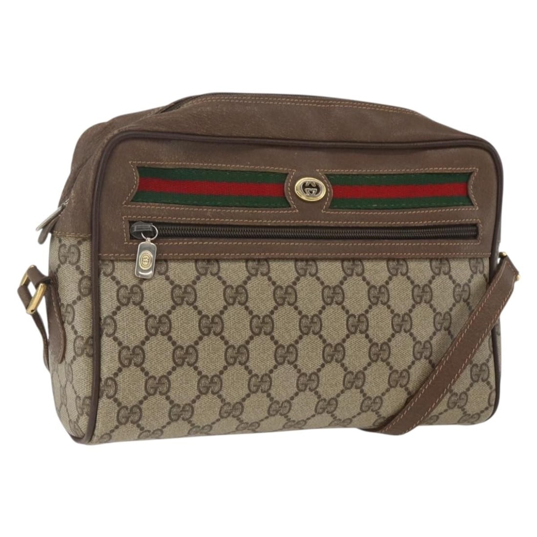 Beige GG Canvas Sherry Line Shoulder Bag by Gucci 56 02 088: Beige GG Canvas Sherry Line Shoulder Bag by Gucci 56 02 088 This is a GUCCI GG Supreme Web Sherry Line shoulder bag crafted from signature GG canvas in beige and gold tones. Designed for women, the ba