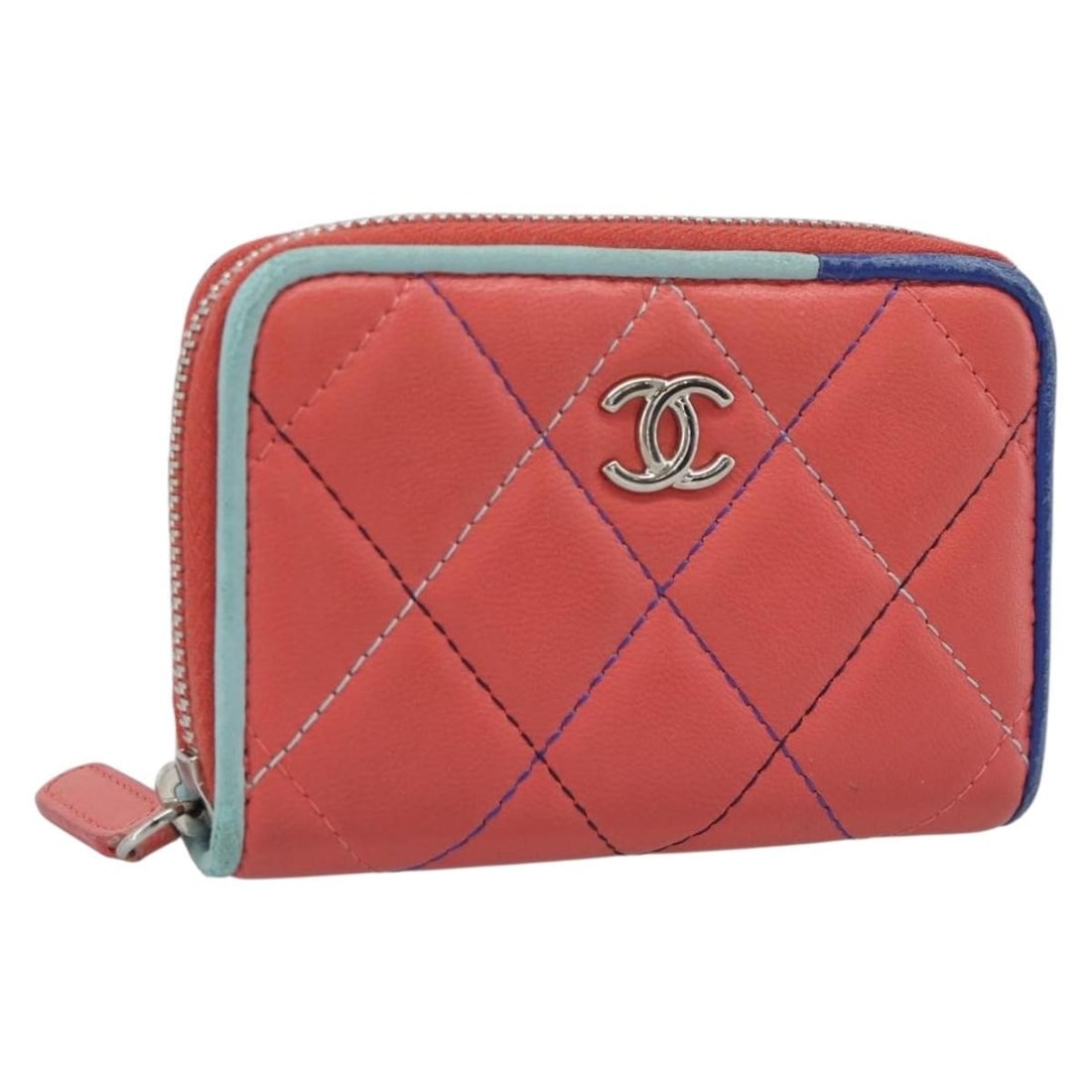 CHANEL Lamb Skin Matelasse Coin Purse Pink Silver CC (1 of 18)