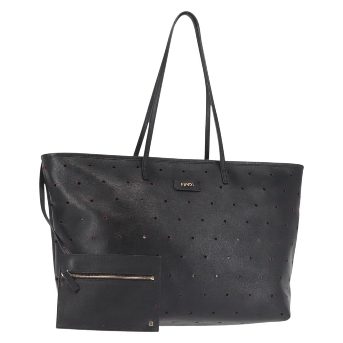 FENDI Black Gold Leather Tote Bag Italy Auth 8BH185-B0Y 129-2580: FENDI Black Gold Leather Tote Bag Italy Auth 8BH185-B0Y 129-2580 This FENDI tote bag is crafted from high-quality leather in a striking black and gold color combination. With its spacious design, the 