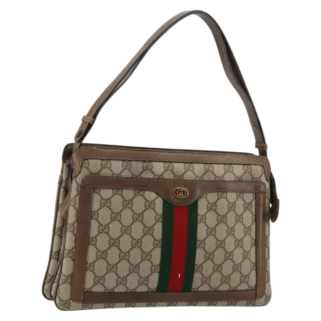 Gucci Sherry Line GG Supreme Beige Gold Shoulder Bag: Gucci Sherry Line GG Supreme Beige Gold Shoulder Bag This GUCCI GG Supreme Web Sherry Line shoulder bag features a beige and gold colorway crafted from durable PVC leather and GG canvas. Made in Italy