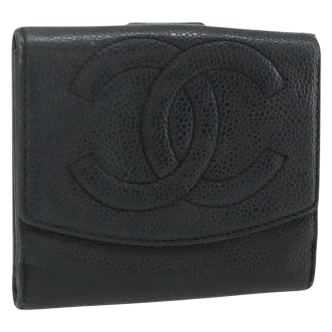 CHANEL Caviar Skin Black Gold Bifold Wallet: CHANEL Caviar Skin Black Gold Bifold Wallet This CHANEL bifold wallet is crafted from durable black caviar skin leather and features gold-tone CC hardware. Designed for women, it offers a compact and 