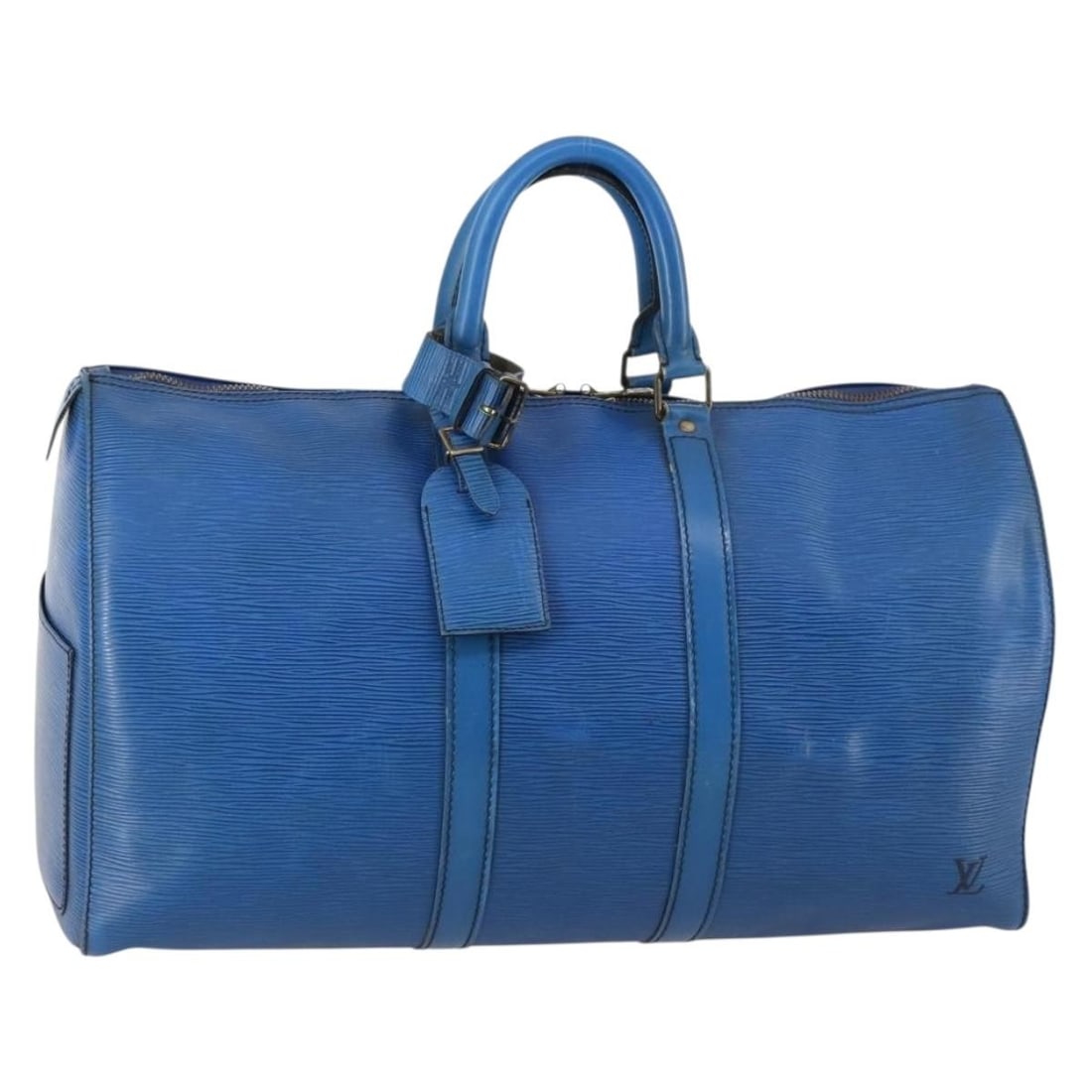 Louis Vuitton M42975 Keepall 45 blue Epi leather Boston bag: Louis Vuitton M42975 Keepall 45 blue Epi leather Boston bag Louis Vuitton Epi Keepall 45 Boston bag in blue Epi leather. This women's bag is made in France and includes a name tag and Powanie. Conditi