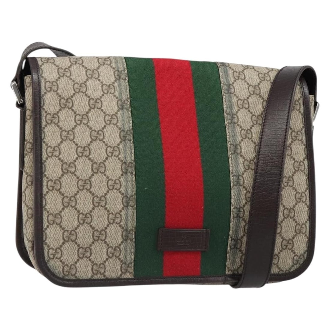 Gucci 180692 GG Supreme Web Shoulder Bag Beige Red PVC Leather: Gucci 180692 GG Supreme Web Shoulder Bag Beige Red PVC Leather A Gucci GG Supreme Web Sherry Line shoulder bag in beige and red, made from PVC leather and GG canvas. It is a shoulder bag from Italy wi