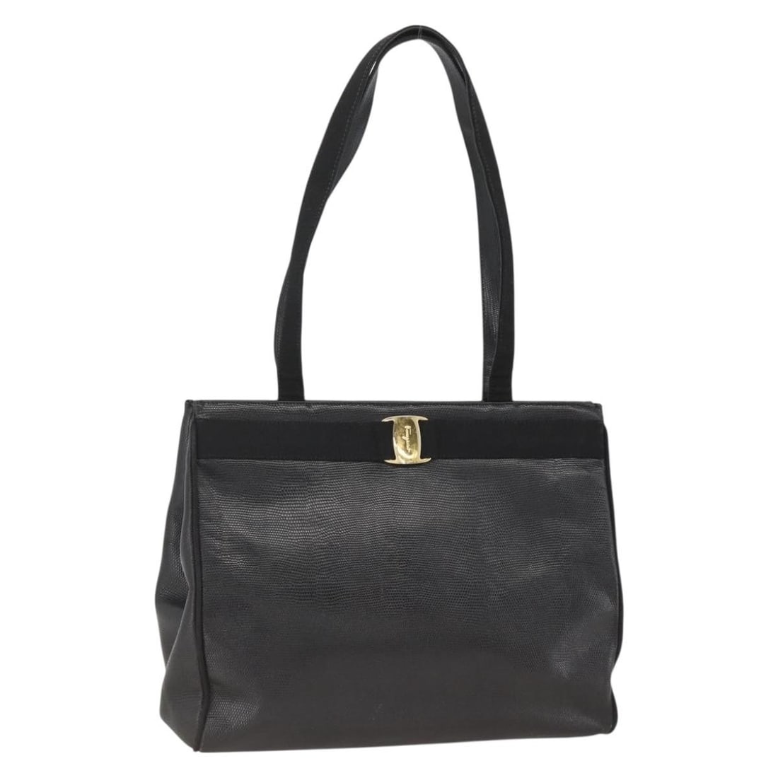 Salvatore Ferragamo Vala Black Leather Tote Bag Gold Accents Italy: Salvatore Ferragamo Vala Black Leather Tote Bag Gold Accents Italy This Salvatore Ferragamo Vala tote bag features black leather with gold-tone accents and is designed for women. Made in Italy, the ba