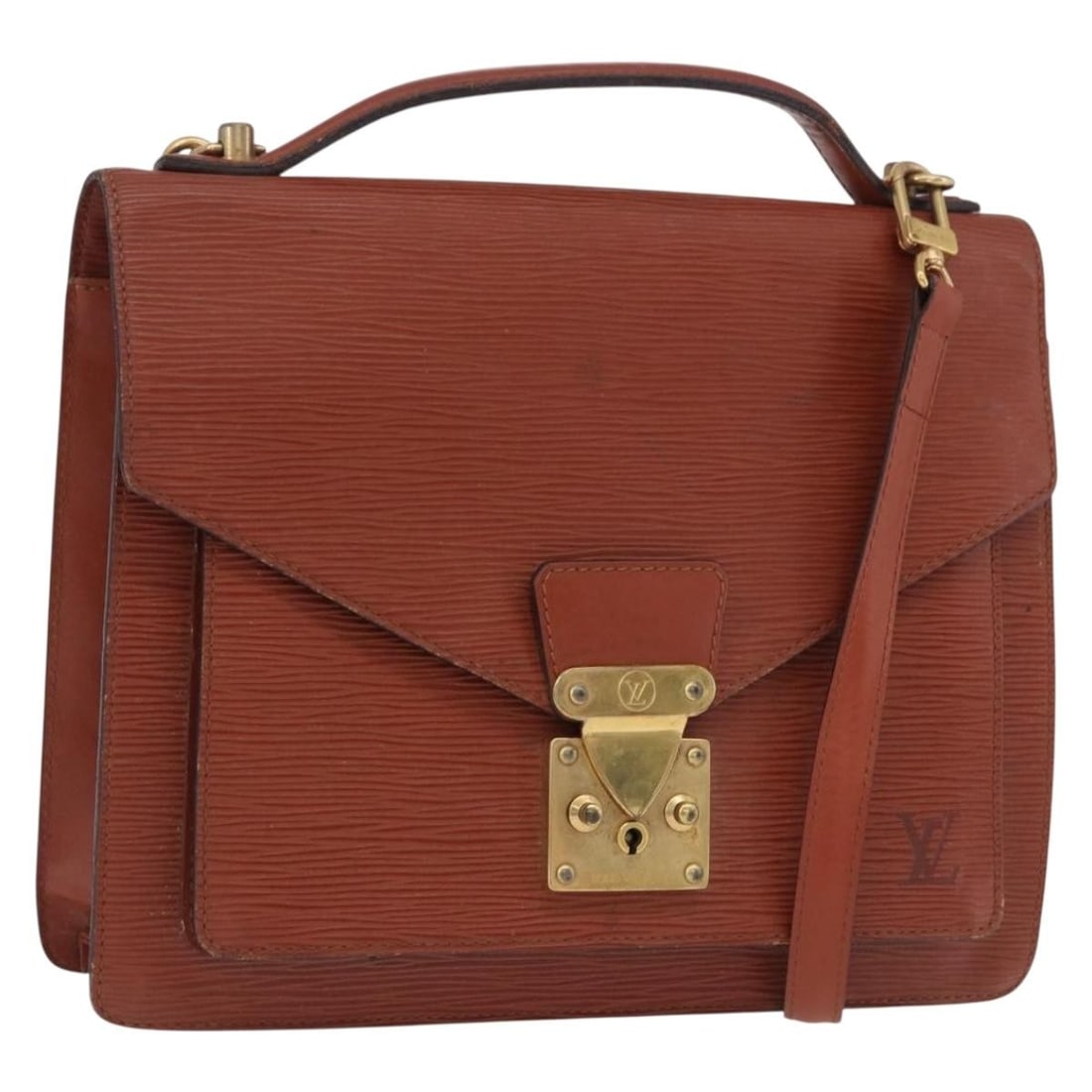 Louis Vuitton M52123 Monceau 28 Brown Epi Leather Handbag: Louis Vuitton M52123 Monceau 28 Brown Epi Leather Handbag Louis Vuitton Epi Monceau 28 hand bag in brown Epi leather, made in France. It comes with a shoulder strap and features the M52123 product lin