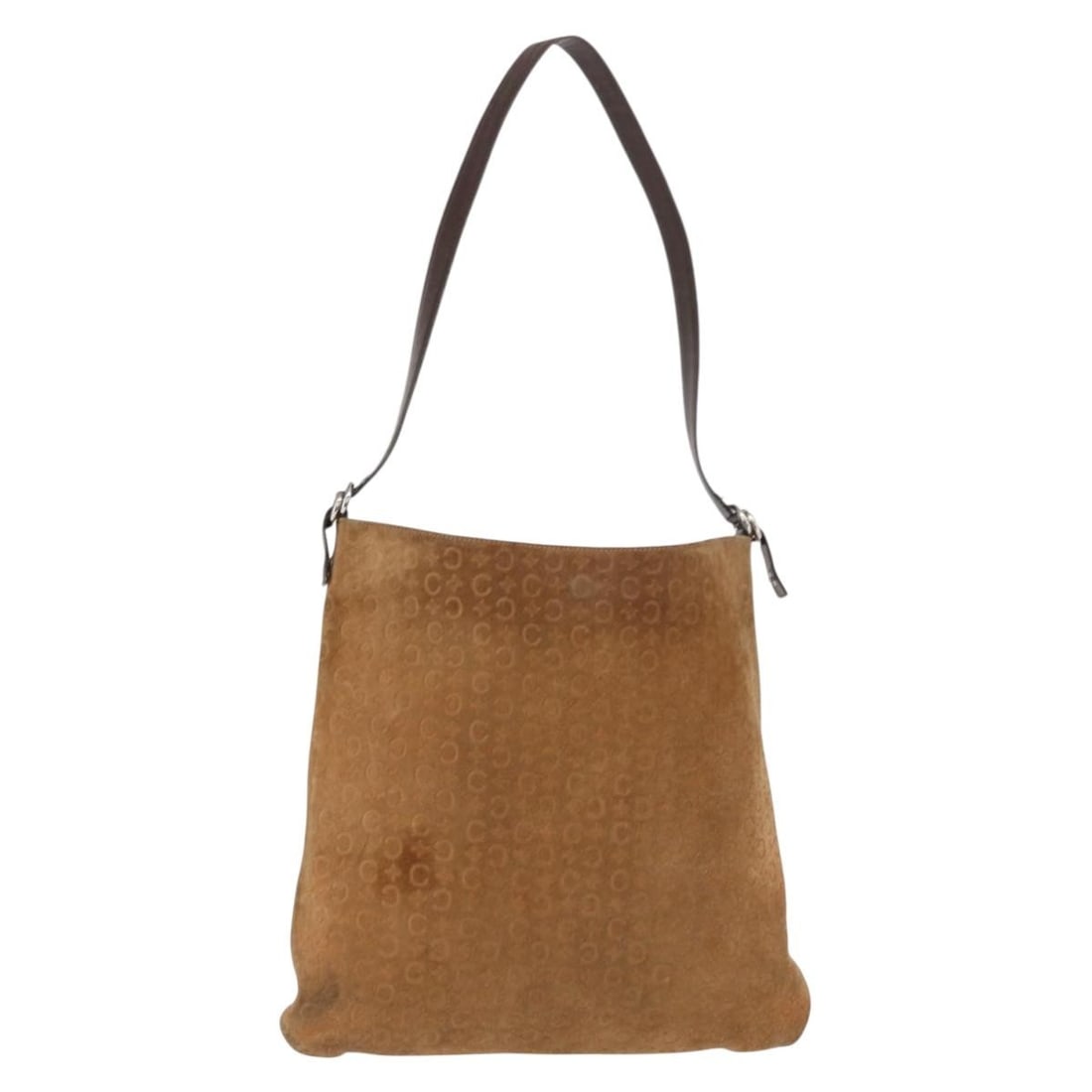 CELINE C Macadam Suede Shoulder Bag Brown Gold Italy: CELINE C Macadam Suede Shoulder Bag Brown Gold Italy This Celine Macadam Canvas Shoulder Bag combines exquisite suede with a stylish brown and gold palette, offering a luxurious look that's perfect fo